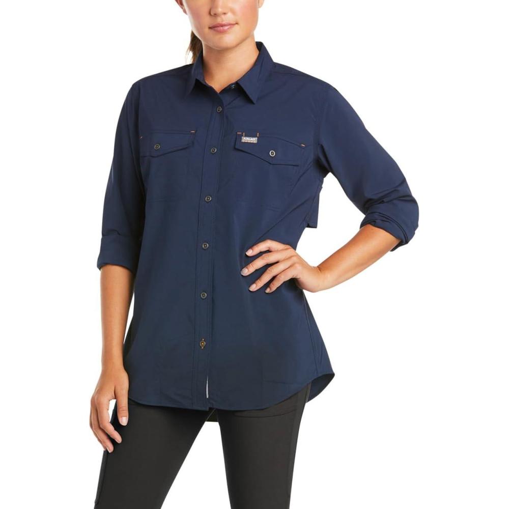 imageARIAT Womens Rebar Made Tough Durastretch Work ShirtNavy
