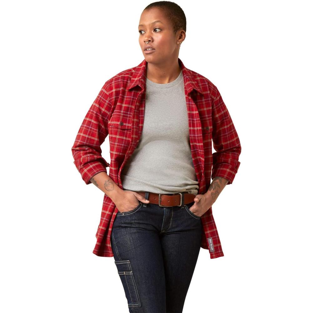 imageARIAT Womens Rebar Made Tough Durastretch Work ShirtSamba Plaid