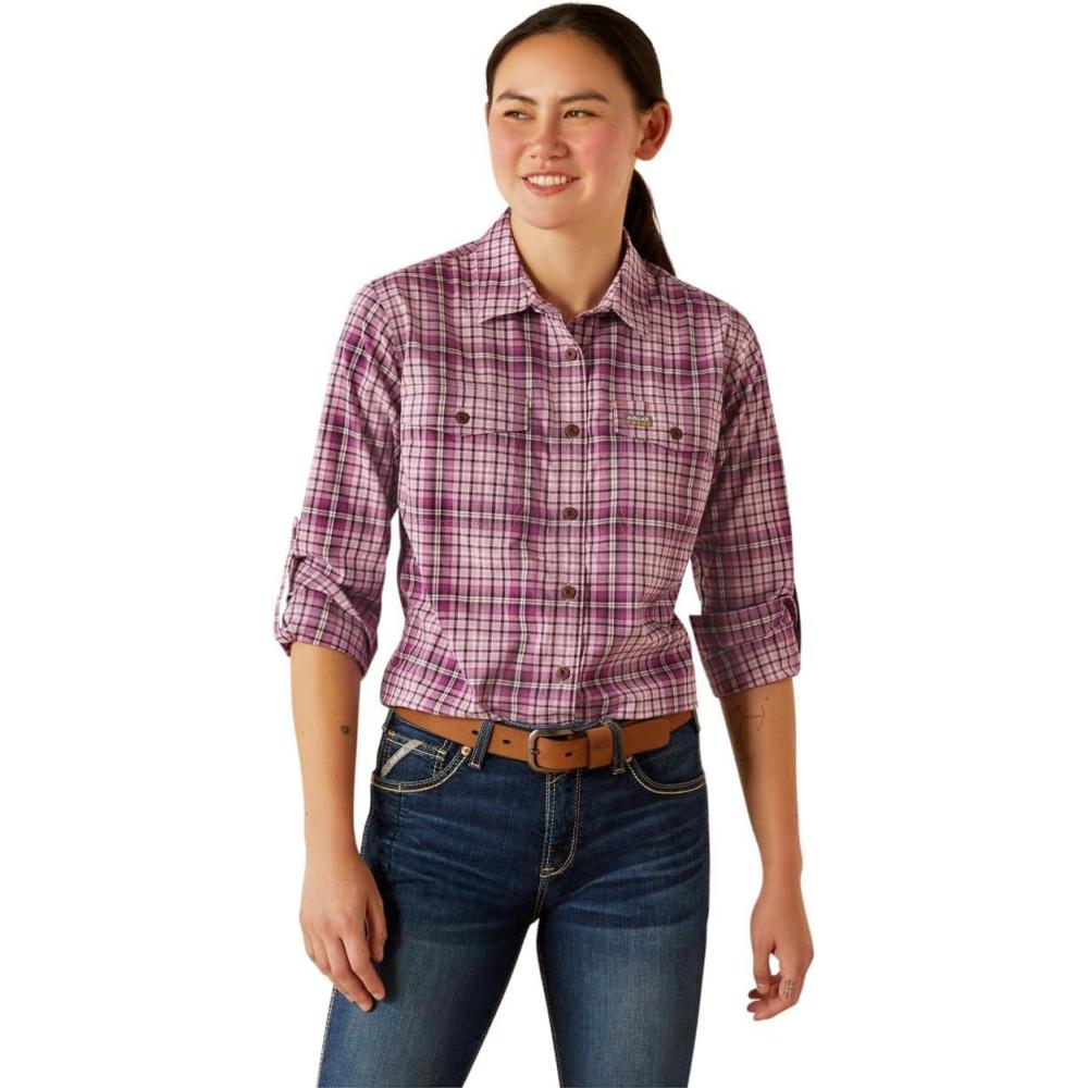 imageARIAT Womens Rebar Made Tough Durastretch Work ShirtSmokey Grape