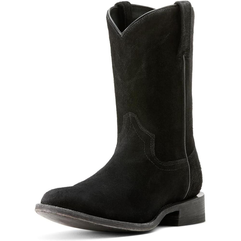 imageARIAT Workhog Wide Square Toe H2O Mens BootStonewashed Black Suede