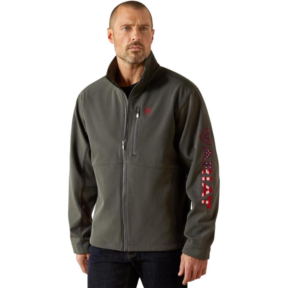 imageARIAT mens Logo Softshell JacketCharcoalAmericana