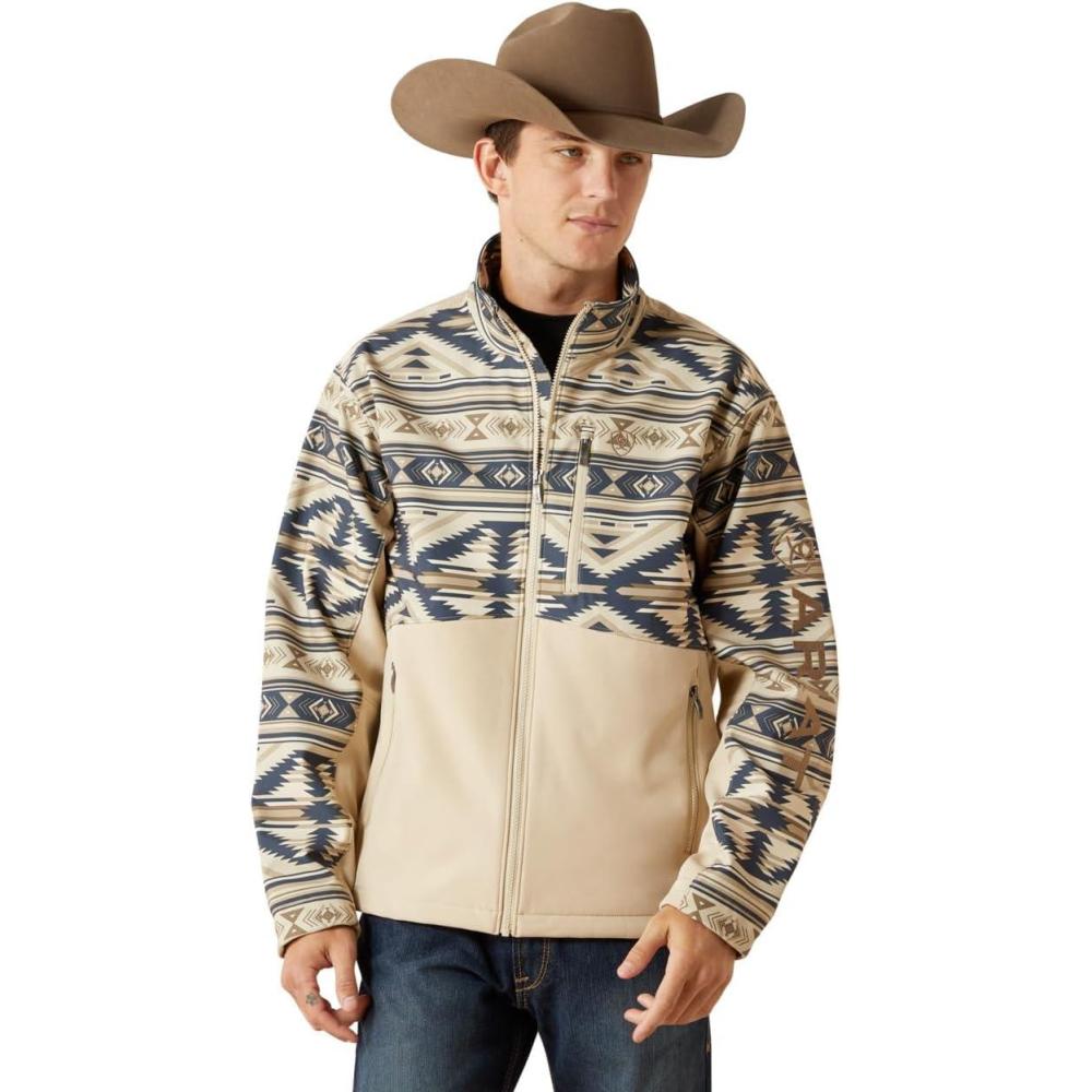 imageARIAT mens Logo Softshell JacketWhite Pepper Southwest