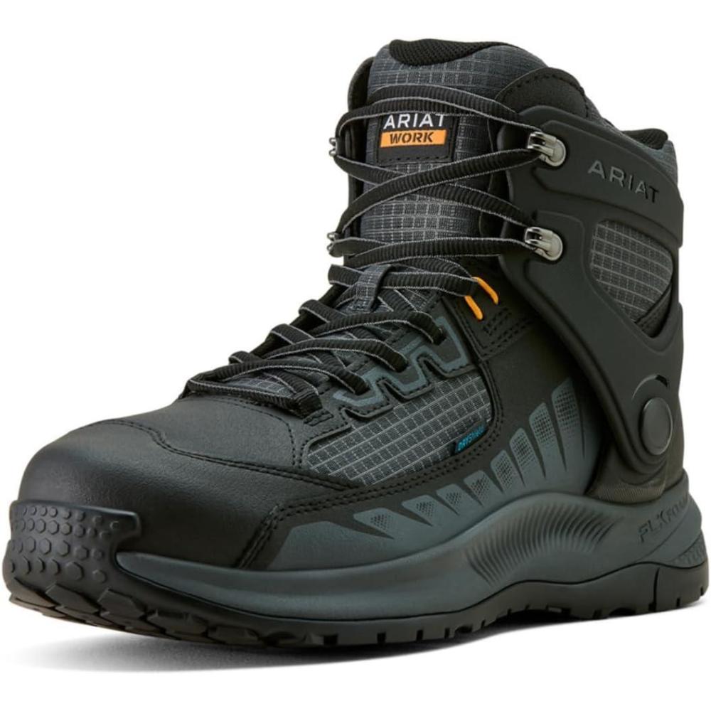 imageARIAT mens Outpace Shift 6quot Waterproof Composite Toe Work BootBlackDark Grey