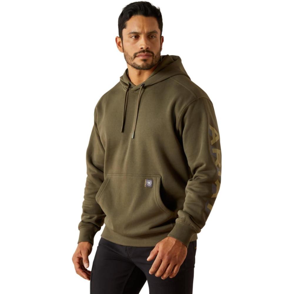 imageARIAT mens Rebar Lightweight Logo HoodieGrape Leaf