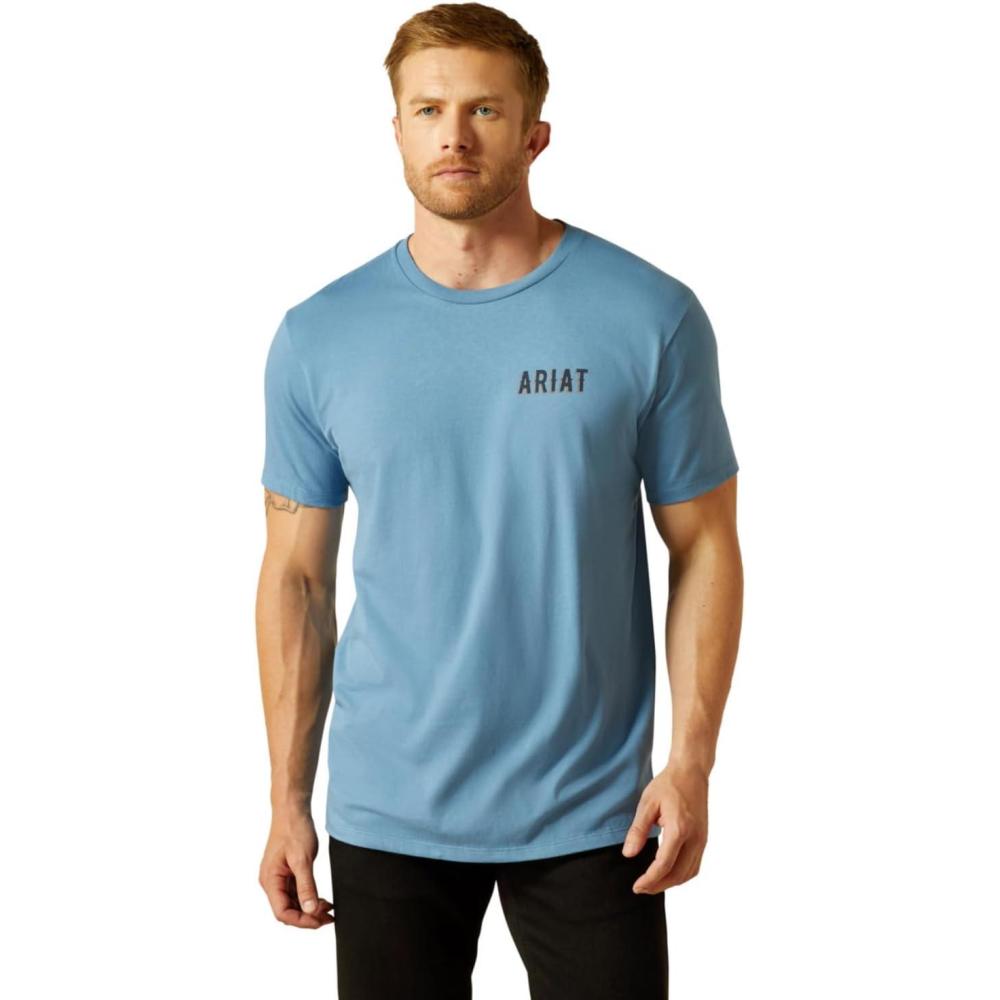 imageAriat Mens Blazing Saddle TShirtCoronet Blue