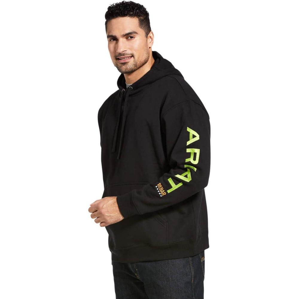 imageAriat Mens Hooded SweatshirtBlackLime