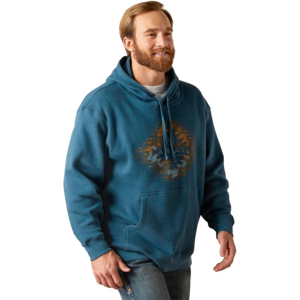 imageAriat Mens Hooded SweatshirtLogo Southwest Hydra Heather