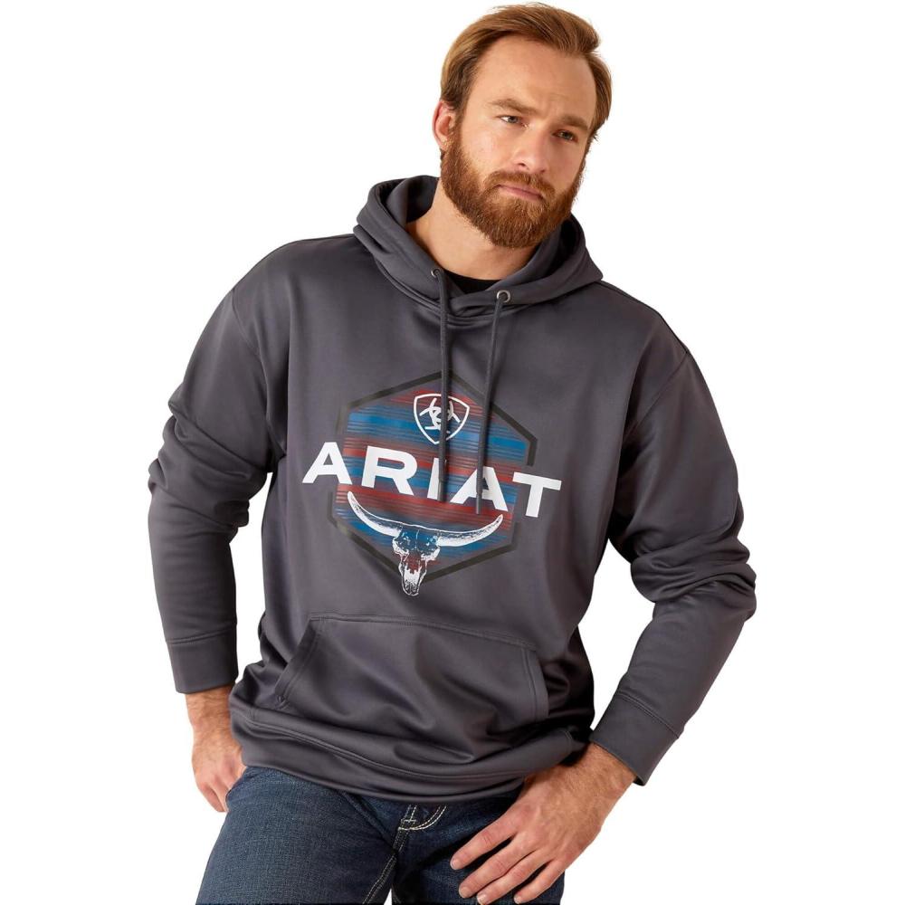 imageAriat Mens Hooded SweatshirtLogo Tek Fleece Odyssey Gray Heather