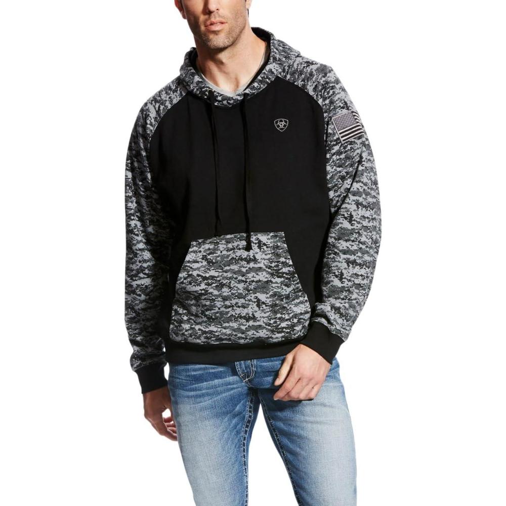 imageAriat Mens Hooded SweatshirtPatriot Black Digi Camo