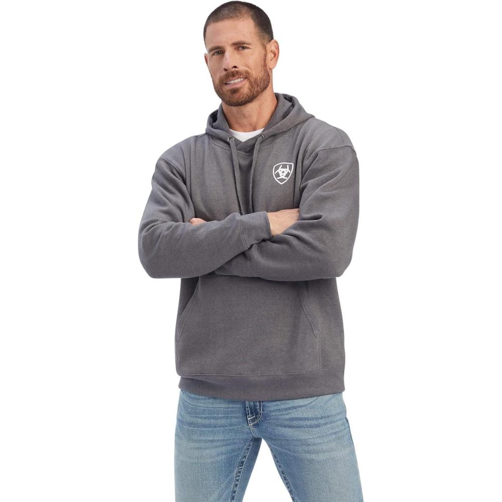 imageAriat Mens Hooded SweatshirtSouthwest Shield Charcoal Heather