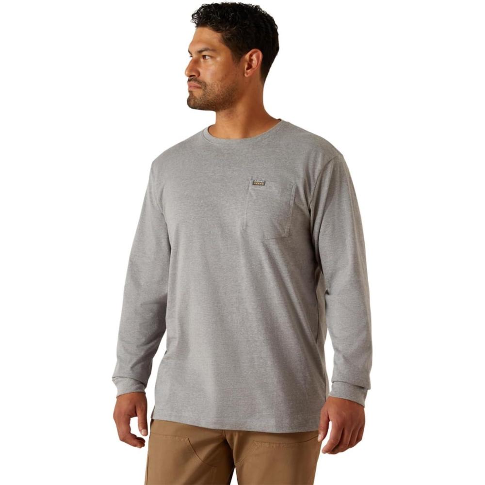 imageAriat Mens Rebar Cotton Strong Working Class TShirtHeather Grey