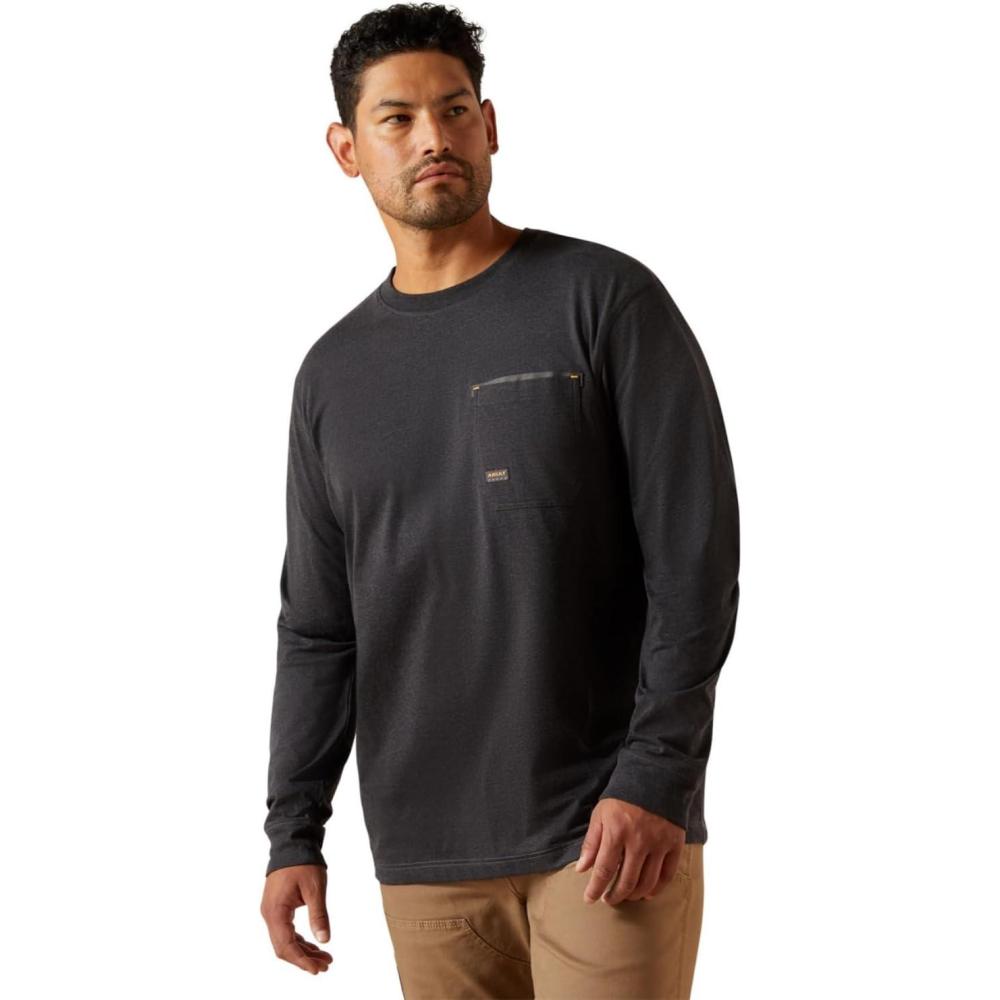 imageAriat Mens Rebar Workman Born for This TShirtCharcoal HeatherMexico