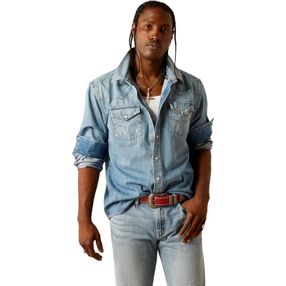 imageAriat Mens Yellowstone Weekly Denim ShirtLight Stone Wash