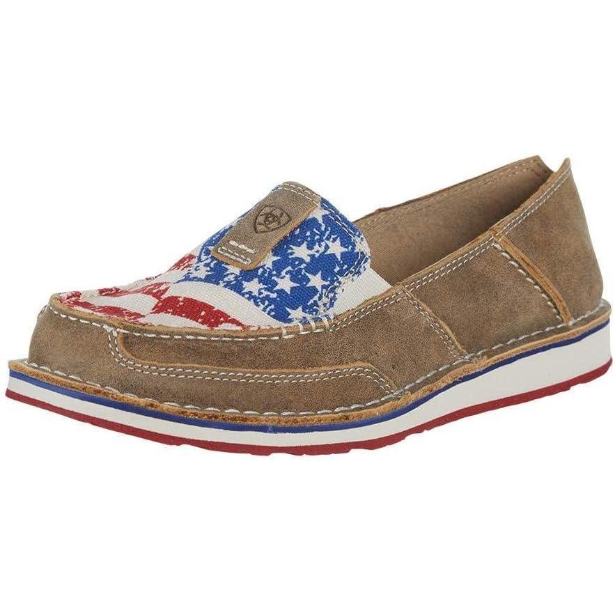 imageAriat Womens Kirby Fitted ButtonDown ShirtBrown BomberDistressed Flag