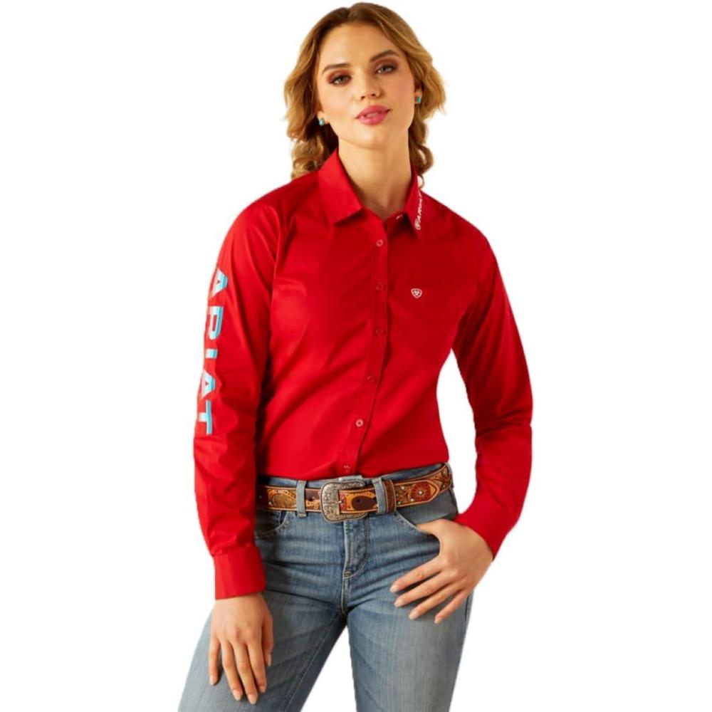 imageAriat Womens Kirby Fitted ButtonDown ShirtEquestrian Red