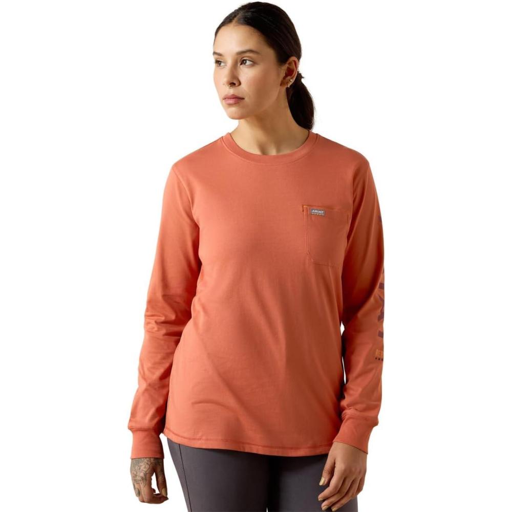 imageAriat Womens Rebar Workman Logo TShirtAragonBarn Red