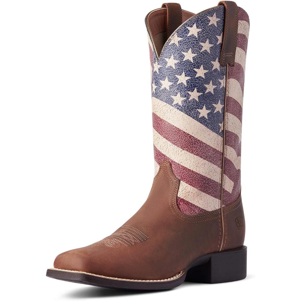 imageAriat Womens Round Up Square BootDistressed Brown