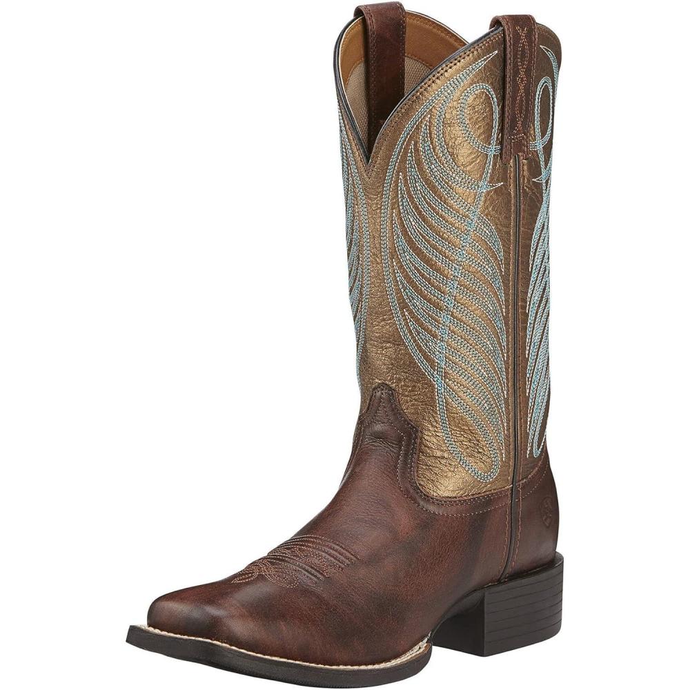 imageAriat Womens Round Up Square BootYukon BrownBronze