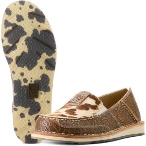 ARIAT Cruiser Mens Slip On(Tan Floral Emboss/Tan and White Brindle Hair on)