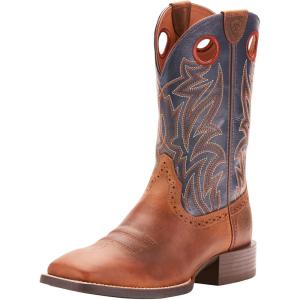 ARIAT Heritage Roughstock Mens Boot(Distressed Brown/Solid Blue)