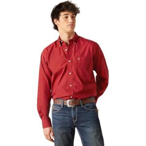 ARIAT Male Team Logo Twill Classic Fit Shirt Sea Scape USA 3X-Large(Biking Red)