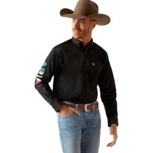 ARIAT Male Team Logo Twill Classic Fit Shirt Sea Scape USA 3X-Large(Black Mexico)