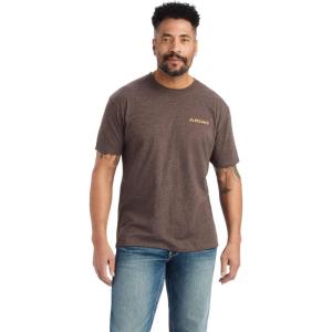 ARIAT Male Team Logo Twill Classic Fit Shirt Sea Scape USA 3X-Large(Brown Heather/Bronc Buster)