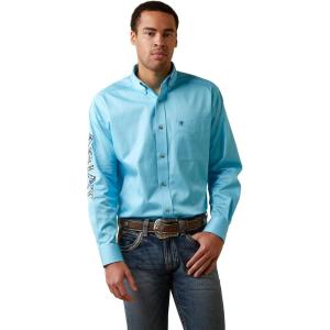 ARIAT Male Team Logo Twill Classic Fit Shirt Sea Scape USA 3X-Large(Cenote Aqua)