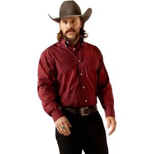 ARIAT Male Team Logo Twill Classic Fit Shirt Sea Scape USA 3X-Large(Dark Red)