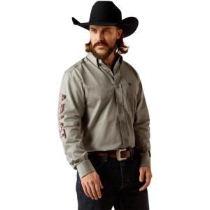 ARIAT Male Team Logo Twill Classic Fit Shirt Sea Scape USA 3X-Large(Grey/Black)