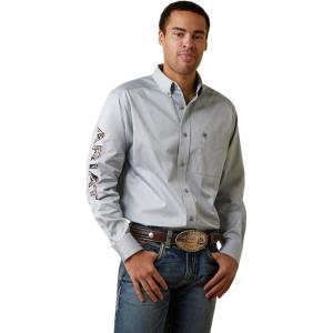 ARIAT Male Team Logo Twill Classic Fit Shirt Sea Scape USA 3X-Large(Pearl Blue)