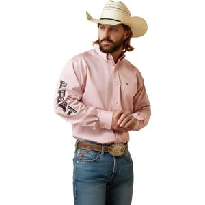 ARIAT Male Team Logo Twill Classic Fit Shirt Sea Scape USA 3X-Large(Pink)