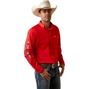 ARIAT Male Team Logo Twill Classic Fit Shirt Sea Scape USA 3X-Large(Poppy Red)