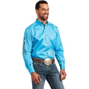 ARIAT Male Team Logo Twill Classic Fit Shirt Sea Scape USA 3X-Large(Riveria)