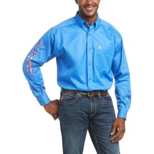 ARIAT Male Team Logo Twill Classic Fit Shirt Sea Scape USA 3X-Large(Sea Scape Usa)
