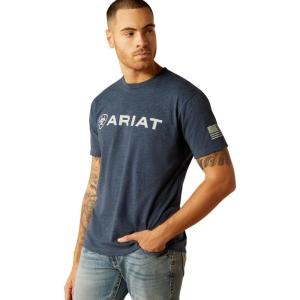ARIAT Mens Barb Shield T-Shirt(Navy Heather)