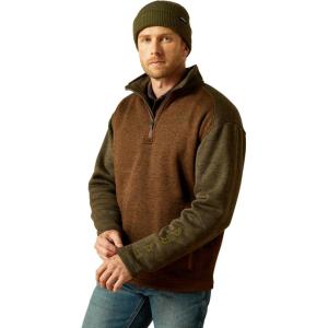 ARIAT Men’s Khaki Caldwell Reinforced Snap Sweater(Carafe/Earth Green)
