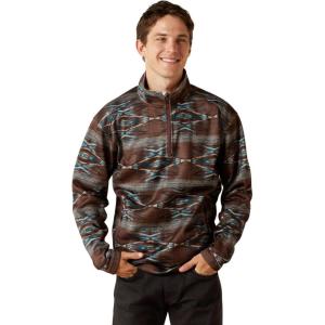 ARIAT Men’s Khaki Caldwell Reinforced Snap Sweater(Deep Mahogany Southwest)