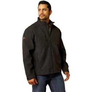ARIAT Men’s New Team Softshell Mexico Water Resistant Jacket(Black/Mexico)