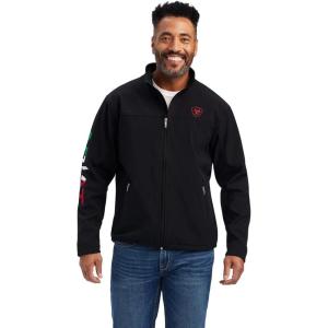 ARIAT Men’s New Team Softshell Mexico Water Resistant Jacket(Mex Black)
