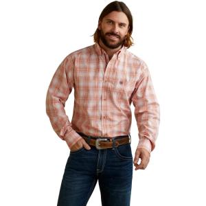ARIAT Mens Pro Series Manning Fitted Shirt, Orange, X-Small US