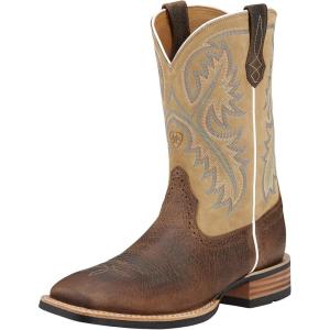 ARIAT Men’s Quickdraw Western Boot, Matte Brown Smooth Quill Ostrich(Tan)