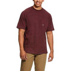 ARIAT Mens Rebar Cotton Strong T-Shirt(Burgundy Heather)