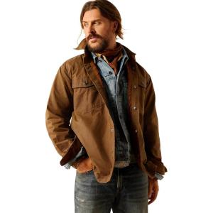 ARIAT Men’s Yellowstone Herder Waxed Shirt Jacket(Rich Brown)