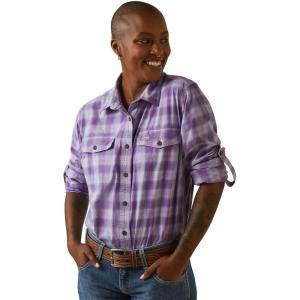 ARIAT Womens Rebar Made Tough Durastretch Work Shirt(Lavendar Plaid)