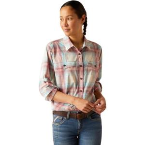 ARIAT Womens Rebar Made Tough Durastretch Work Shirt(Vanilla Ice Plaid)