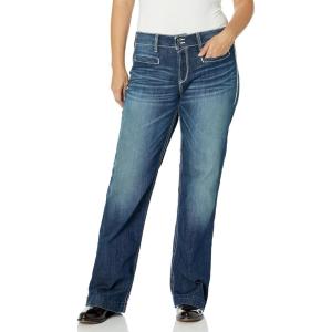 ARIAT Womens Trouser Mid Rise Stretch Entwined Wide Leg Jean(Blue)
