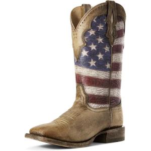 ARIAT Workhog Wide Square Toe H2O Mens Boot(Naturally Distressed Brown/Patriotic)