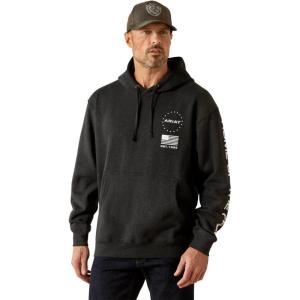 ARIAT mens Ariat Sponsor Patriot Hoodie(Charcoal Heather)