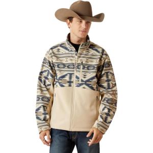 ARIAT mens Logo Softshell Jacket(White Pepper Southwest)